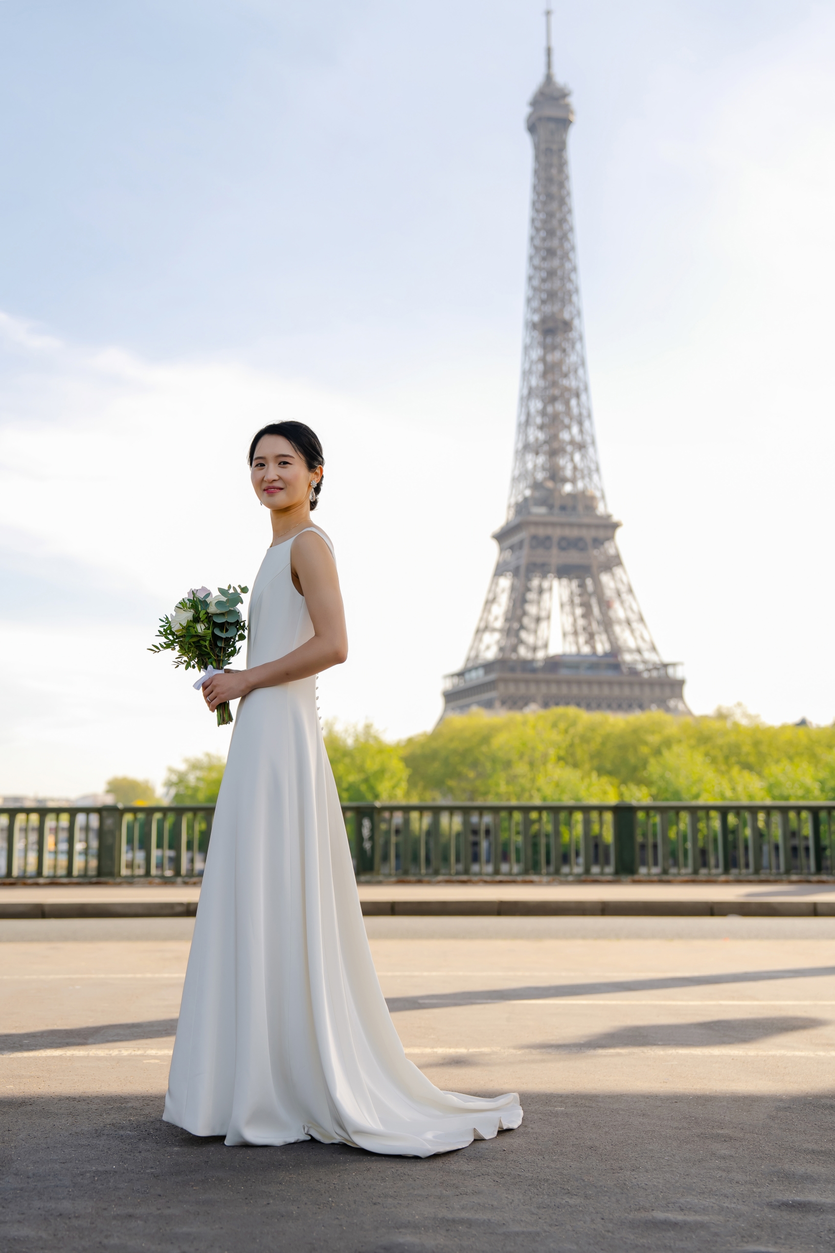 Bride portrait with Eiffel Tower by Alex