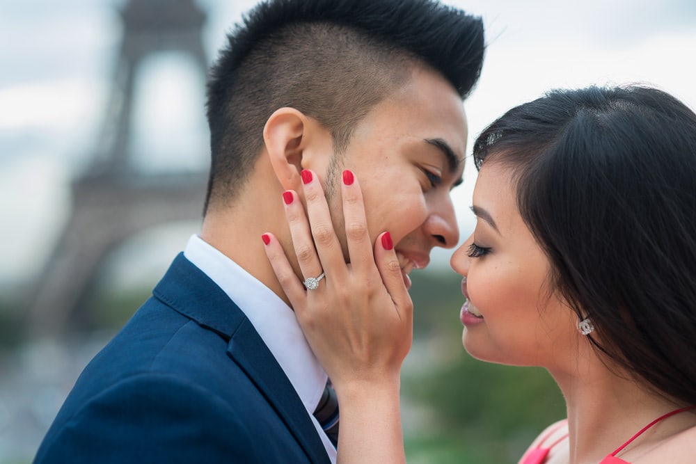 The moment before the engagement kiss
