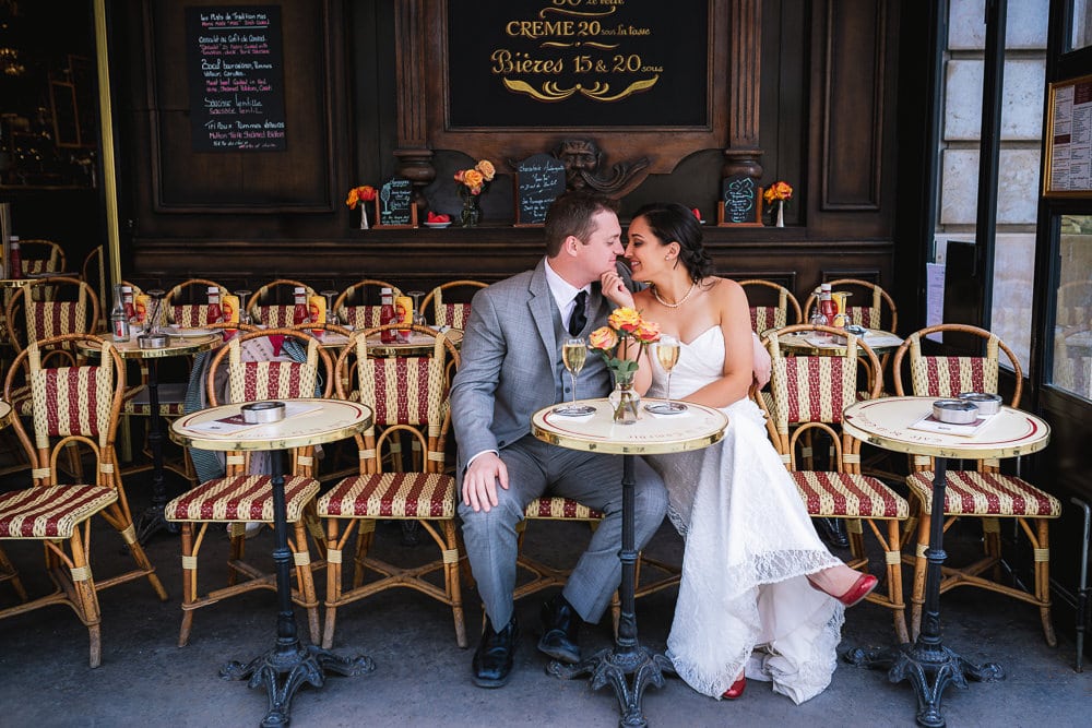 Eloping in Paris - Amanda & Ryan wedding lunch in Paris in cute parisian café