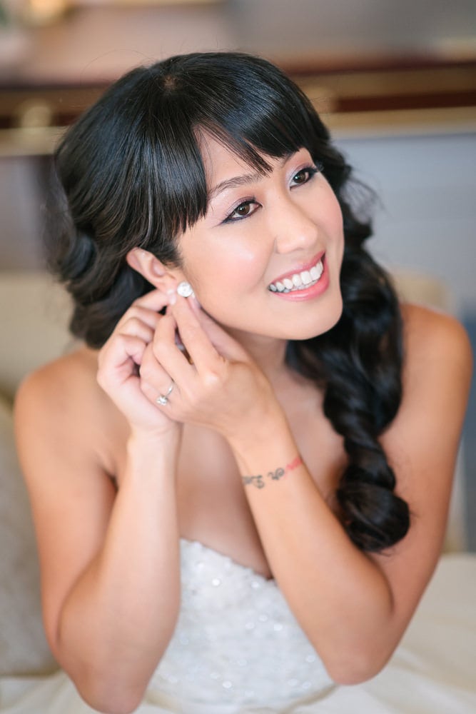 Bride getting ready at Shangri La hotel in Paris - Wedding Planned by Rendez-Vous in Paris
