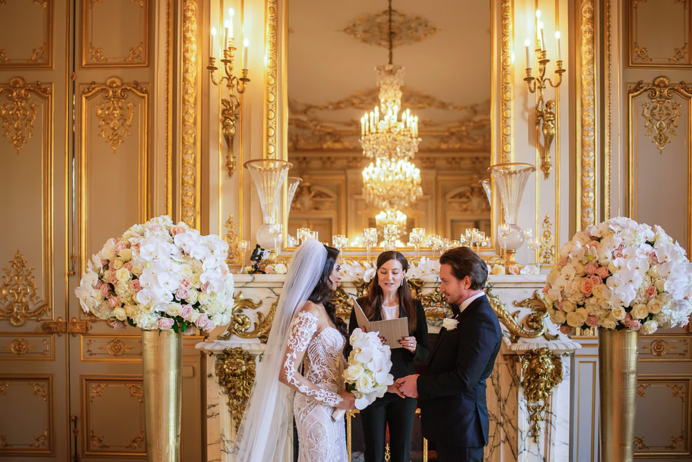Paris officiant or celebrant officiating an elopement in Paris at the Shangri La