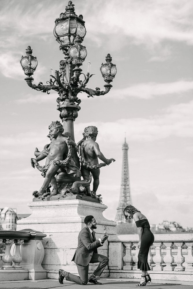 paris proposal ideas on alexander 3 bridge having the eiffel tower in the background