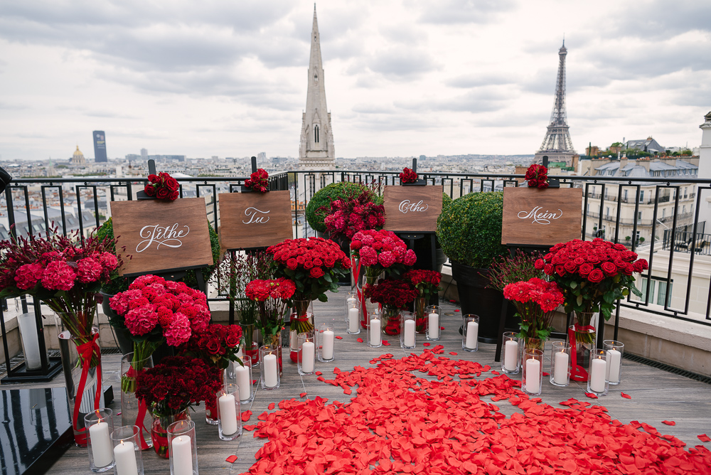 Paris proposal planner - Romantic setup on a Parisian rooftop