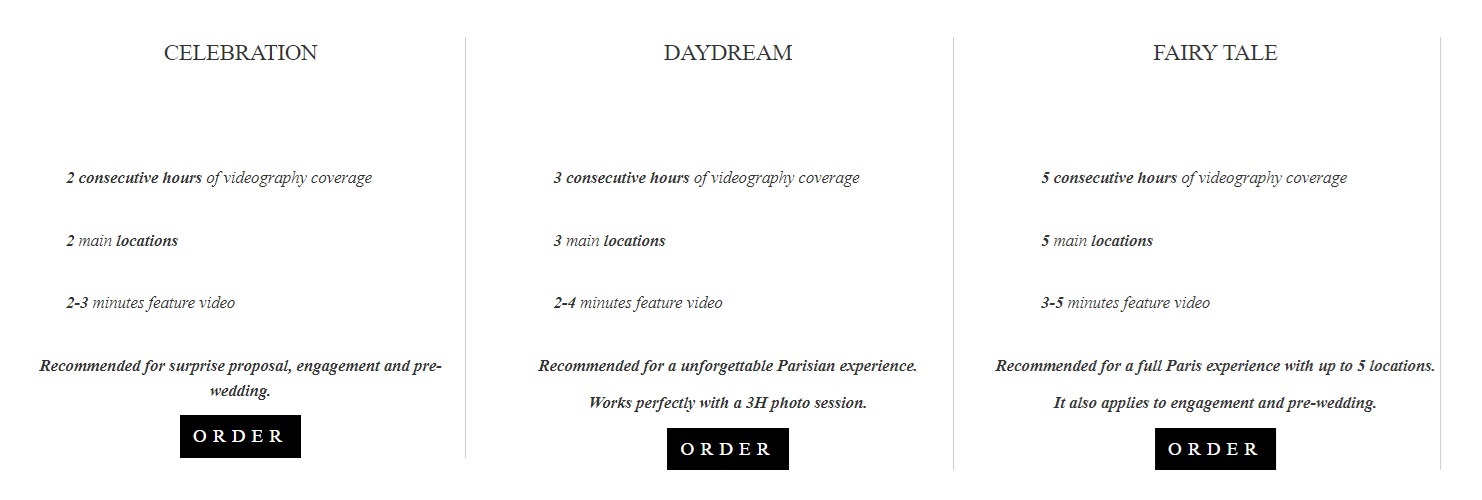Paris videographer packages - The Paris Photographer