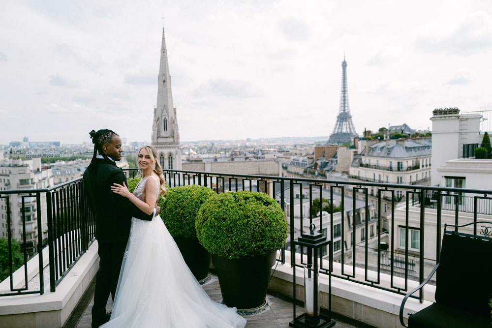 Elopement at Four Seasons, with a Paris panorama