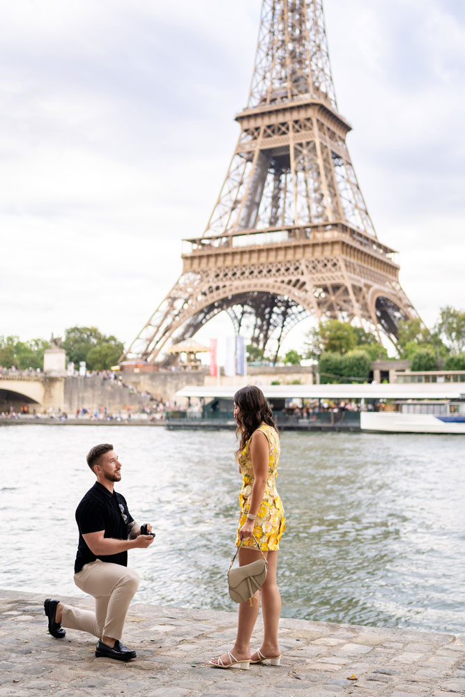 Proposing for marriage on the Seine River Banks