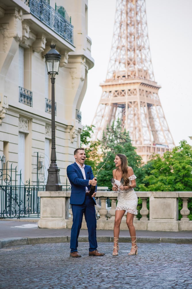 Popping Champagne during Photoshoot In Paris 