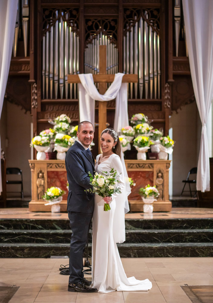 Couple after the wedding ceremony in the American Church in Paris