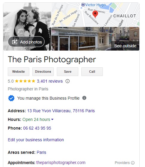 The Paris Photographer google reviews 3401 31.05.2024